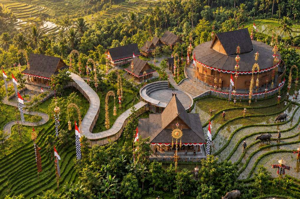 Suasana lanskap kawasan Lembur Udjo Parahyangan